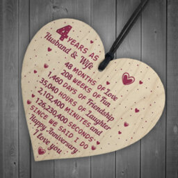 Red Ocean 4Th Wedding Anniversary Gift Wooden Heart Linen Fourth Wedding Anniversary Gift For Her - thumbnail 6