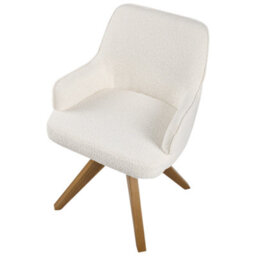 Beliani Set Of 2 Dining Chairs Swivel Sylvania Boucle Off-White - thumbnail 8