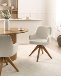 Beliani Set Of 2 Dining Chairs Swivel Sylvania Boucle Off-White - thumbnail 2