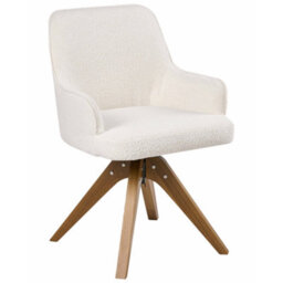 Beliani Set Of 2 Dining Chairs Swivel Sylvania Boucle Off-White - thumbnail 5