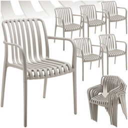 Tectake Garden Chairs Alcudia - Weather-Resistant, Durable And Long-Lasting Plastic - Taupe - Set Of 6