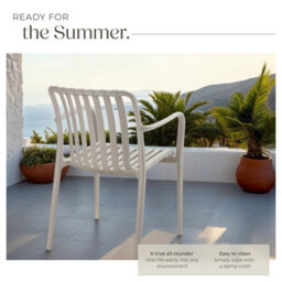 Tectake Garden Chairs Alcudia - Weather-Resistant, Durable And Long-Lasting Plastic - Taupe - Set Of 6 - thumbnail 4