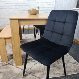Kosy Koala Modern Oak Effect Dining Table Set With 4 Black Velvet Chairs And Bench Dining Room Furniture - thumbnail 8