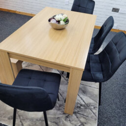 Kosy Koala Modern Oak Effect Dining Table Set With 4 Black Velvet Chairs And Bench Dining Room Furniture - thumbnail 5