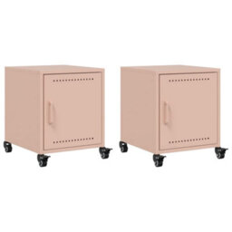 Berkfield Bedside Cabinets 2 Pcs Pink 36X39X43.5 Cm Steel - thumbnail 2