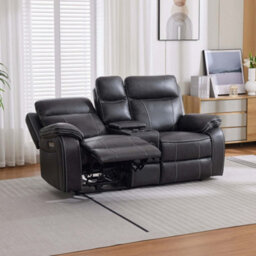 More4Homes Vinson Electric Recliner 2 Seater Sofa Air Leather With Speakers & Usb-C Charging (Charcoal) - thumbnail 3