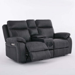 More4Homes Vinson Electric Recliner 2 Seater Sofa Air Leather With Speakers & Usb-C Charging (Charcoal) - thumbnail 8