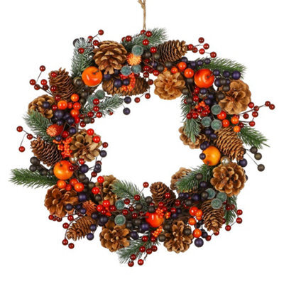 Dibor Traditional Harvest Fruits Front Door Autumn Wreath Winter Spring Wreath 40Cm - image 1