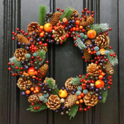 Dibor Traditional Harvest Fruits Front Door Autumn Wreath Winter Spring Wreath 40Cm - thumbnail 2