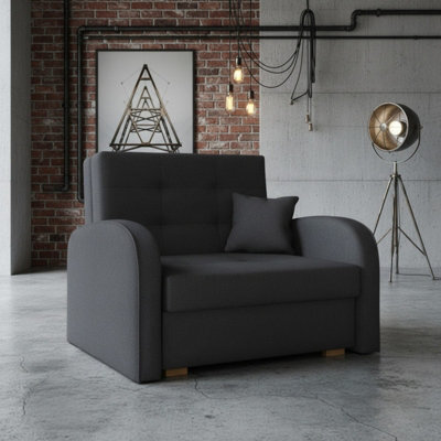 Viva Gold I Compact Single Sofa Bed With Storage And Modern Upholstered Design Grey - image 1