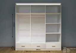 RAC3 Sliding Wardrobe Led Mirror Space Saving Bedroom Wardrobe, Contemporary Bedroom Sliding Wardrobe & Mirror Wardrobe (White 205) - thumbnail 2