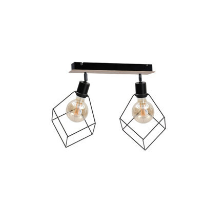 Luminosa Lighting Luminosa Ruben Twin Ceiling Spotlight Wood, 55Cm, 2X E27