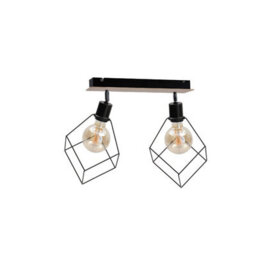 Luminosa Lighting Luminosa Ruben Twin Ceiling Spotlight Wood, 55Cm, 2X E27
