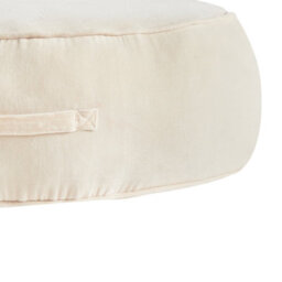 Wyld And Coco Glam Velvet Round Ottoman Pouffe Footstool With Handle Light Beige - W60 X D60 X H25Cm - thumbnail 5