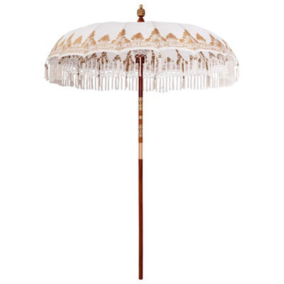 Berkfield Balinese Parasol Cream (180-190) X 250 Cm Cotton And Solid Wood - image 1