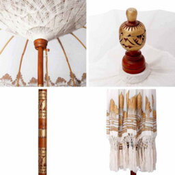 Berkfield Balinese Parasol Cream (180-190) X 250 Cm Cotton And Solid Wood - thumbnail 5