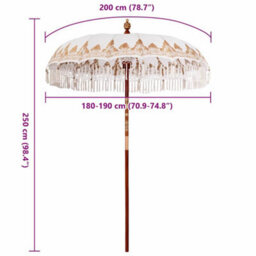 Berkfield Balinese Parasol Cream (180-190) X 250 Cm Cotton And Solid Wood - thumbnail 6
