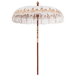 Berkfield Balinese Parasol Cream (180-190) X 250 Cm Cotton And Solid Wood - thumbnail 1