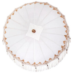 Berkfield Balinese Parasol Cream (180-190) X 250 Cm Cotton And Solid Wood - thumbnail 4