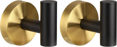 2 Pack Pieces Bathroom Wall Hook, Kitchen Towel Hook, Picture Hook, Bath Towel Hooks Sus 304 Steel (Black Gold) - image 1