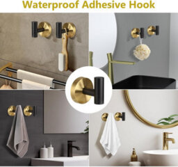 2 Pack Pieces Bathroom Wall Hook, Kitchen Towel Hook, Picture Hook, Bath Towel Hooks Sus 304 Steel (Black Gold) - thumbnail 2