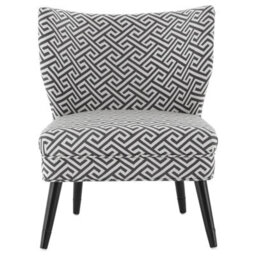 Orsina Supportive Seating Greek Key Design Lounge Chair, Nordic Design Wooden Chair, Contemporary Accent Chair - thumbnail 1