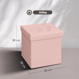 Homcom Foldable Sherpa Fleece Storage Ottoman, 38 X 38 X 38 Cm, Pink - thumbnail 3
