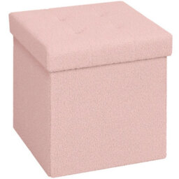 Homcom Foldable Sherpa Fleece Storage Ottoman, 38 X 38 X 38 Cm, Pink - thumbnail 2