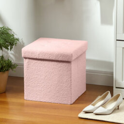 Homcom Foldable Sherpa Fleece Storage Ottoman, 38 X 38 X 38 Cm, Pink - thumbnail 8