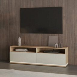 Arte Dore 41 Tv Cabinet In Cashmere & Oak - Soft-Toned Media Unit With Led Lighting And Cable Management - thumbnail 5