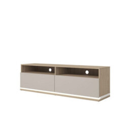 Arte Dore 41 Tv Cabinet In Cashmere & Oak - Soft-Toned Media Unit With Led Lighting And Cable Management - thumbnail 2