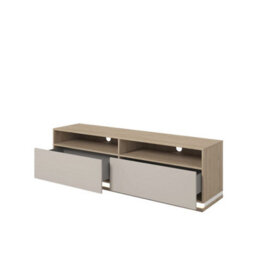 Arte Dore 41 Tv Cabinet In Cashmere & Oak - Soft-Toned Media Unit With Led Lighting And Cable Management - thumbnail 3