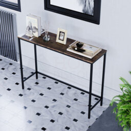 Lassic Vida Designs Brooklyn Dark Wood Industrial Console Table Hallway Furniture - thumbnail 5