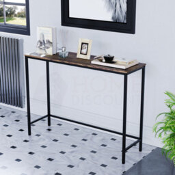 Lassic Vida Designs Brooklyn Dark Wood Industrial Console Table Hallway Furniture - thumbnail 1