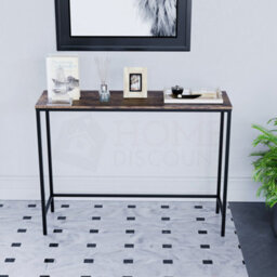 Lassic Vida Designs Brooklyn Dark Wood Industrial Console Table Hallway Furniture - thumbnail 4