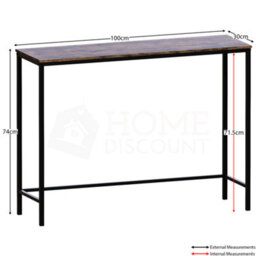 Lassic Vida Designs Brooklyn Dark Wood Industrial Console Table Hallway Furniture - thumbnail 2