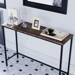 Lassic Vida Designs Brooklyn Dark Wood Industrial Console Table Hallway Furniture - thumbnail 3