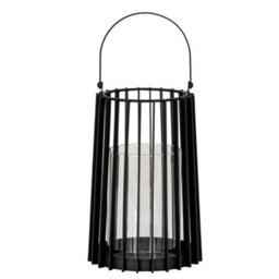 Hill Interiors Lynk Medium Lantern With Handle And Candle Holder - Glass - L18 X W18 X H40 Cm - Black - thumbnail 1