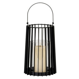 Hill Interiors Lynk Medium Lantern With Handle And Candle Holder - Glass - L18 X W18 X H40 Cm - Black - thumbnail 2