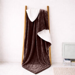 Oxford Homeware Blanket Reversible Soft Plush Throw For Bed & Sofa Sherpa Fleece Blanket, Coffee, Super King (230 X 270Cm)