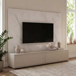Arte Glam Entertainment Unit Cashmere White Marble For Tvs Up To 70In