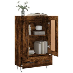 Berkfield Highboard Smoked Oak 69.5X31X115 Cm Engineered Wood - thumbnail 4