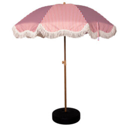 Gardenkraft 2M Striped Outdoor Garden Parasol - Terracotta - thumbnail 1