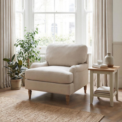 Furniturebox Uk Bernie Beige Chenille Fabric Armchair - image 1
