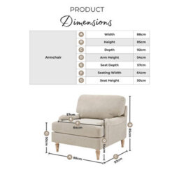 Furniturebox Uk Bernie Beige Chenille Fabric Armchair - thumbnail 2