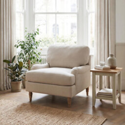 Furniturebox Uk Bernie Beige Chenille Fabric Armchair - thumbnail 1