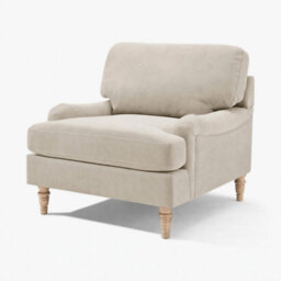 Furniturebox Uk Bernie Beige Chenille Fabric Armchair - thumbnail 8