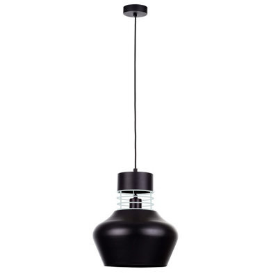Luminosa Lighting Luminosa Moyo Dome Pendant Ceiling Light Matt Black, 29Cm, 1X E27