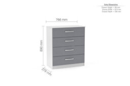 Birlea Lynx 4 Drawer Chest White & Grey - thumbnail 4