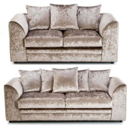 Bella Crushed Velvet 3&2 Seater Sofa Set Champagne - thumbnail 2